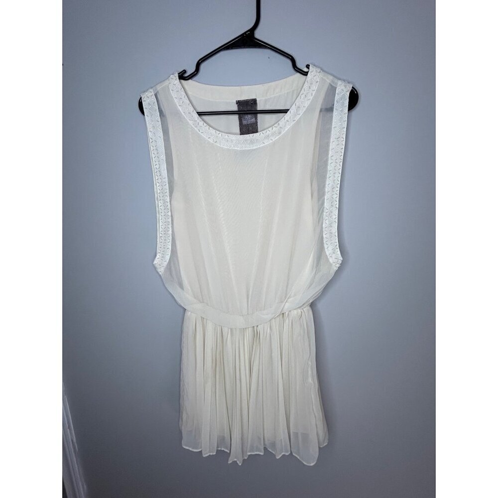 Moon collection cream coquette dress size S Flare Pleated Embellished Mini Dress